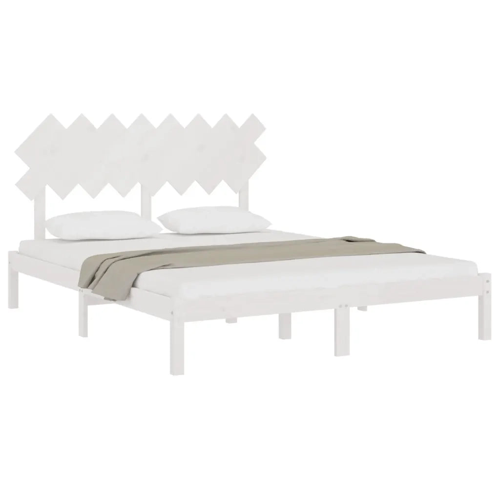 Letto matrimoniale | Letto per adulti | Giroletto Bianco 160x200 cm in Legno Massello
