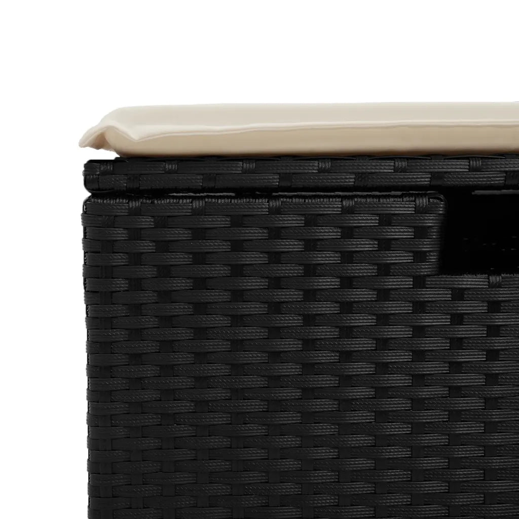 Sgabello Giardino con Cuscino Nero 55x55x37 cm in Polyrattan CFW4053287