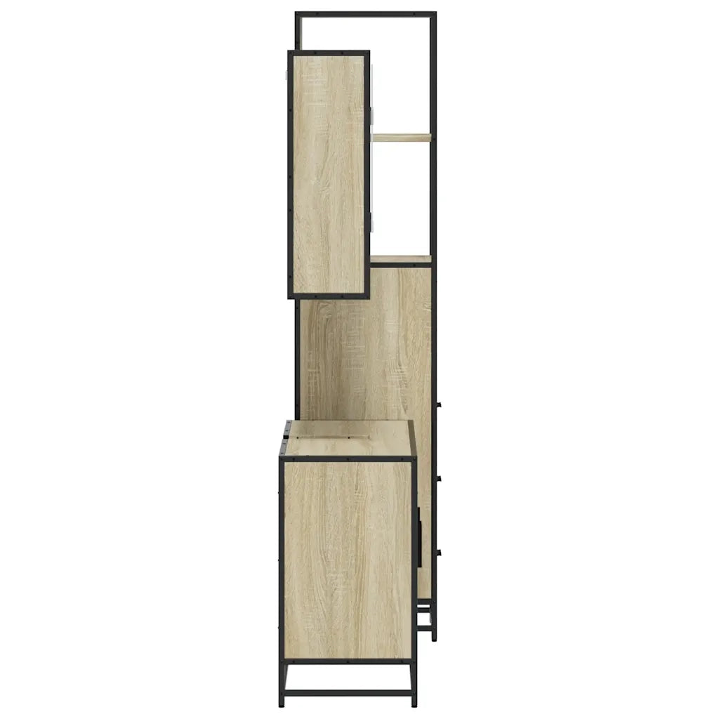 Set Mobili da Bagno 3 pz Rovere Sonoma in Legno Multistrato