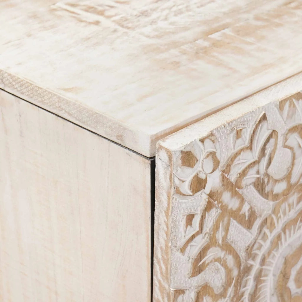 Credenza Bianco 60 x 33,5 x 75 cm Legno di mango massello
