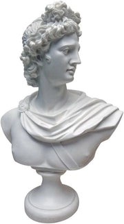 Busto Apollo Belvedere - resina marmorea - 30 cm - bianco