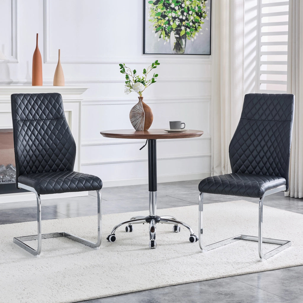 SEDIA da pranzo set 2 pezzi schienale alto 100 cm in PU nero e metallo argento