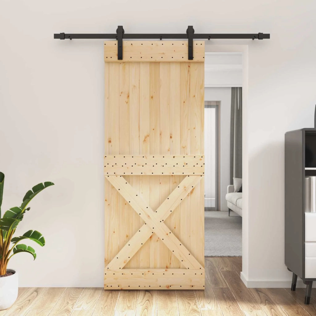 Porta scorrevole Naturale e Nero 85 x 210 cm 3444906