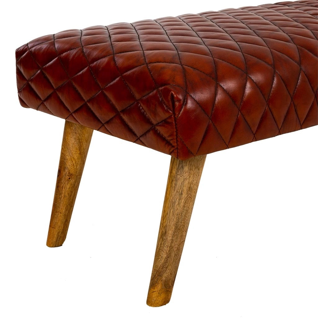 Sgabello in pelle rossa 115x53x38h
