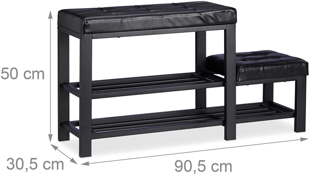 Panca da ingresso scarpiera panca/sgabello 90,5 cm nero 13_0000352_3