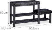 Panca da ingresso scarpiera panca/sgabello 90,5 cm nero 13_0000352_3