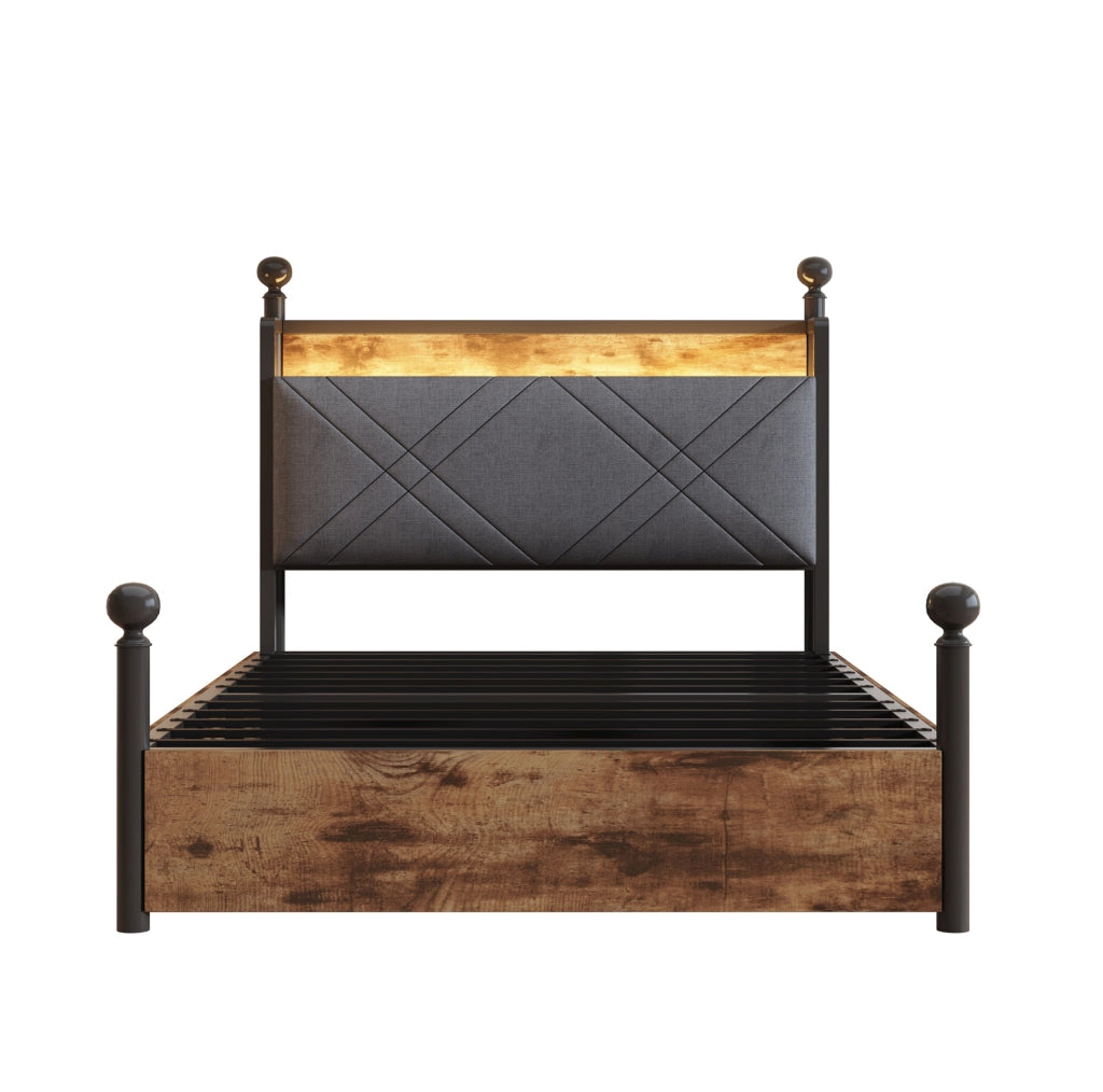 Letto multifunzionale 90x190 cm con baldacchino rimovibile; LED; USB e Type-C; nero
