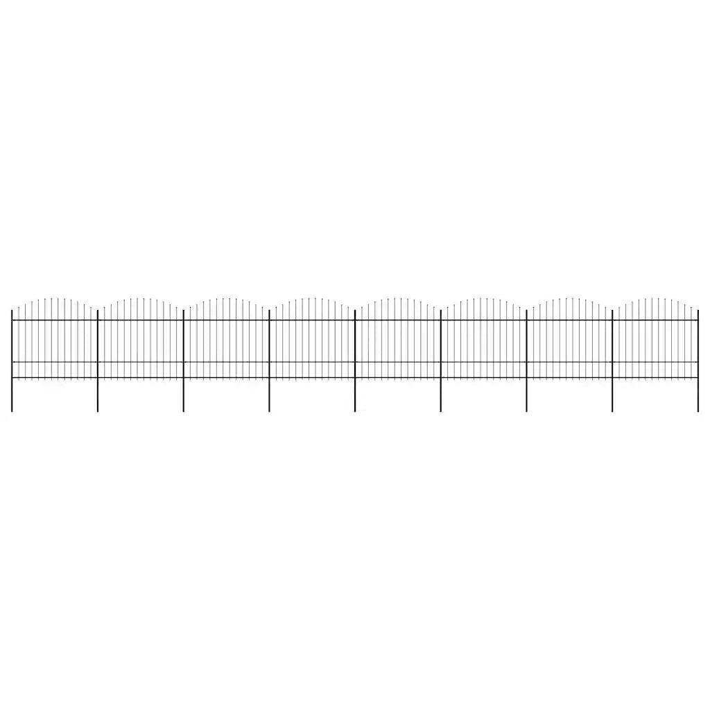 Recinzione da Giardino con Punta a Lancia in Acciaio 1339x175 cm Nera 277746