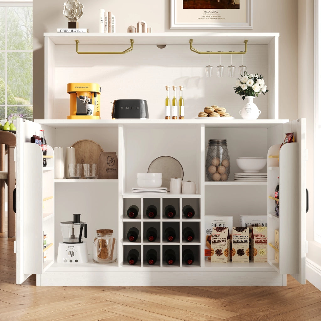 Credenza ¨C MINIMAL ¨C Bianco con Decoro Nero, Legno, Divisorio, 120x40x120