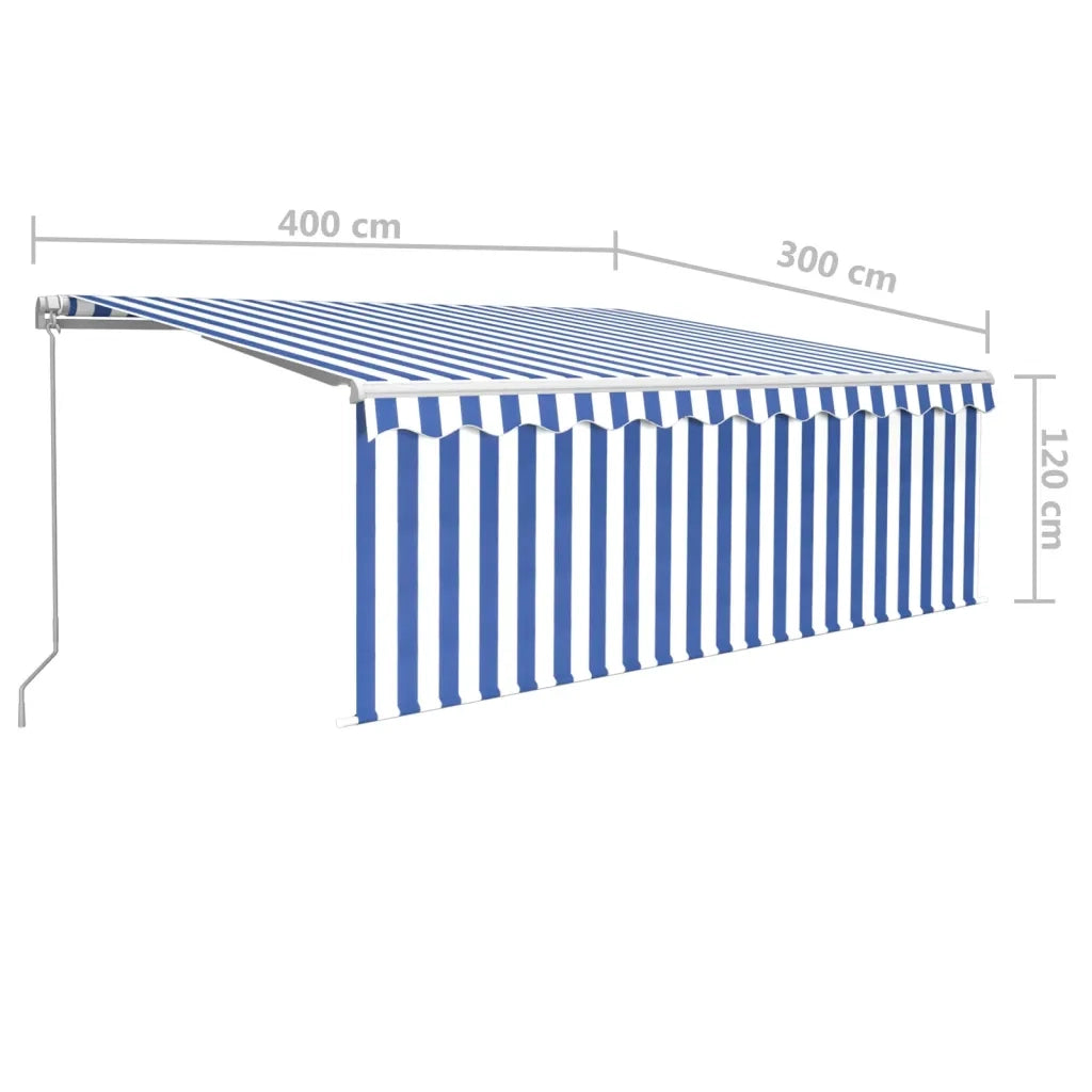 Tenda Sole Retrattile Manuale Parasole e LED 4x3 m Blu e Bianco cod mxl 43693