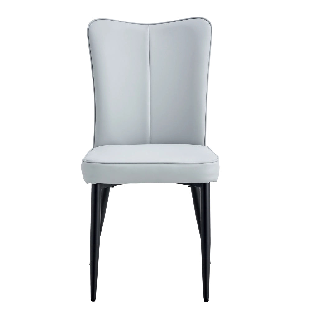 Set 2 Sedie da Pranzo Moderne ¨C MINIMAL ¨C Seduta Imbottita Similpelle Grigio Chiaro, Gambe in Metallo Nero