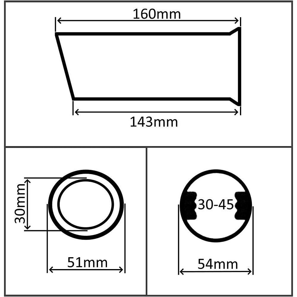Trade Shop - Terminale Di Scarico Diametro 30-45mm Lunghezza 160mm Copertura Cromata Marmitta -