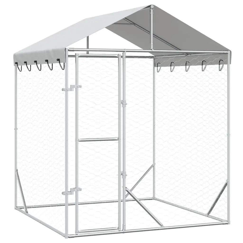 vidaXL Cuccia Cani da Esterno Tetto Argento 2x2x2,5 m Acciaio Zincato
