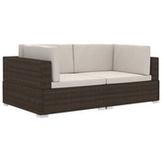 Poltrone Modulari ad Angolo con Cuscini 2 pz Polyrattan Marrone CFW8242782