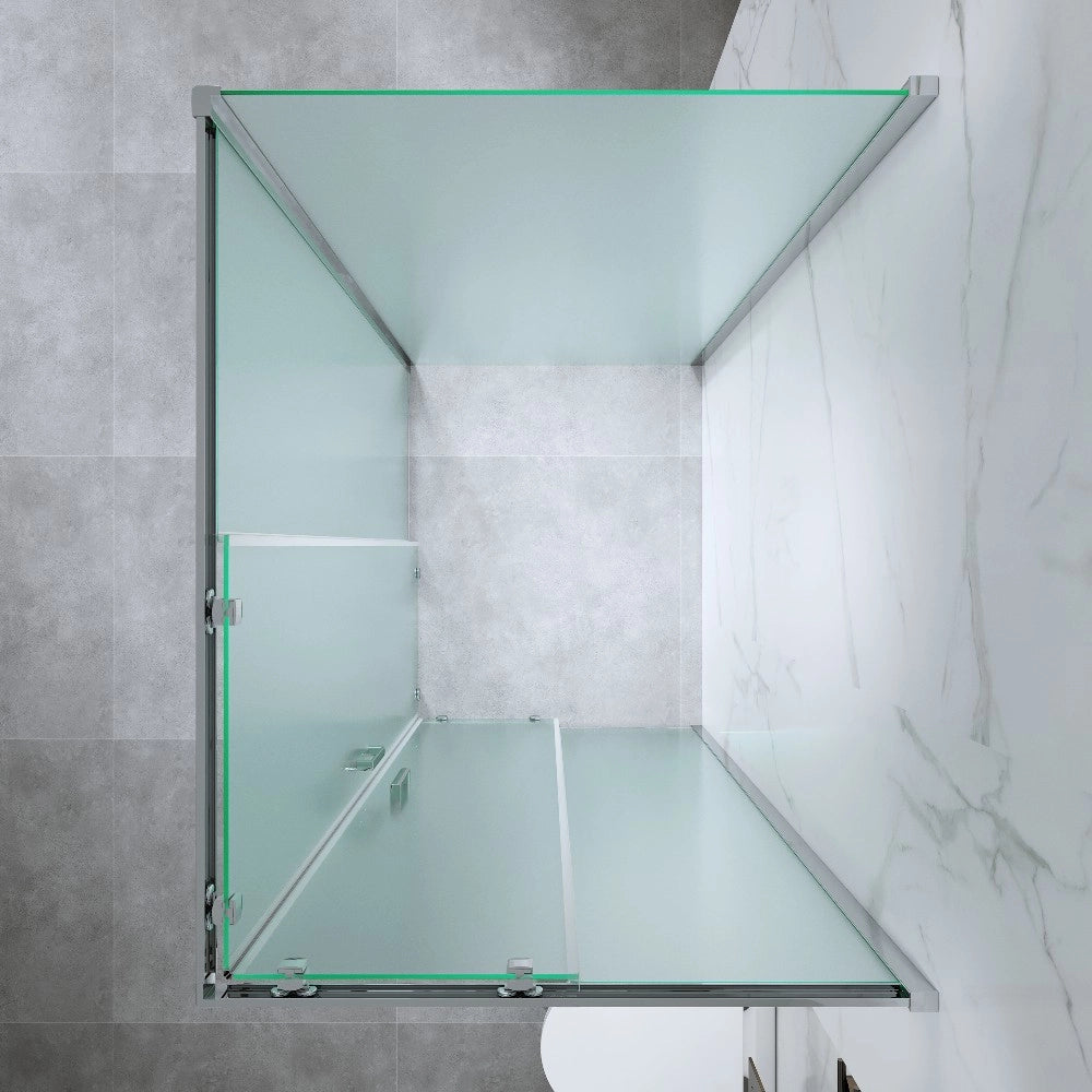 Box Doccia 3 Lati 80x120x80 Cm H 185 cm vetro 6 mm Opaco Scorrevole| Kiro