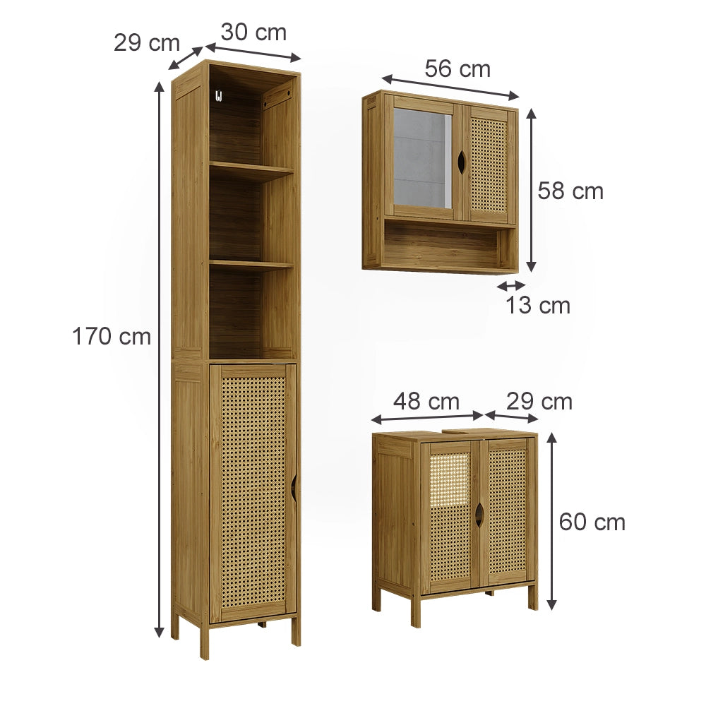 Vicco Set di mobili da bagno Bambù 3 parti