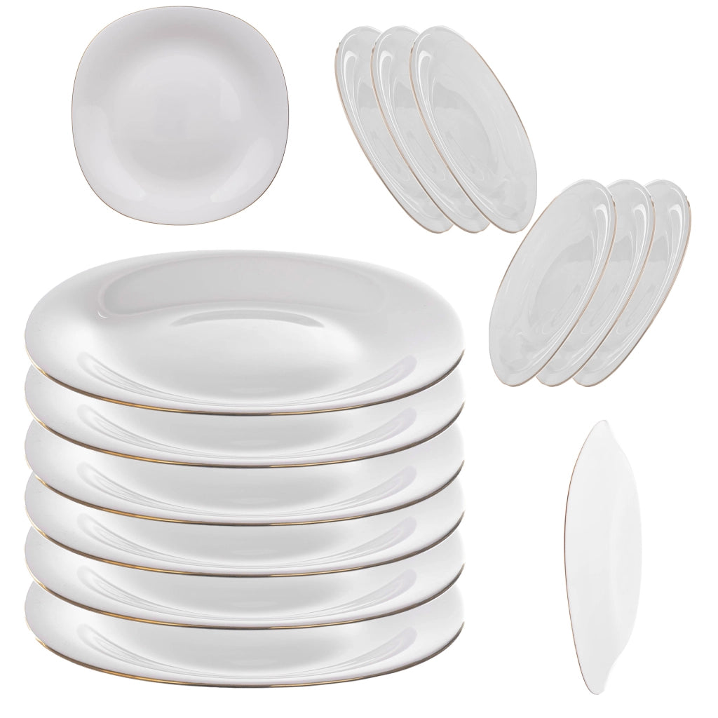 Set di 6 piatti da dessert KADAX da 21,5 cm, colore bianco e oro.
