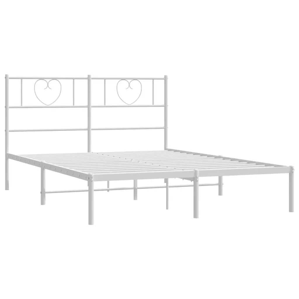 Giroletto con Testiera-Struttura Letto con testiera Metallo Bianco 140x200 cm 694238