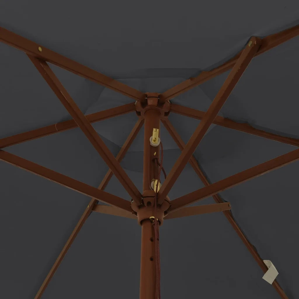 Ombrellone da Giardino con Palo in Legno Nero 196x231 cm 363165