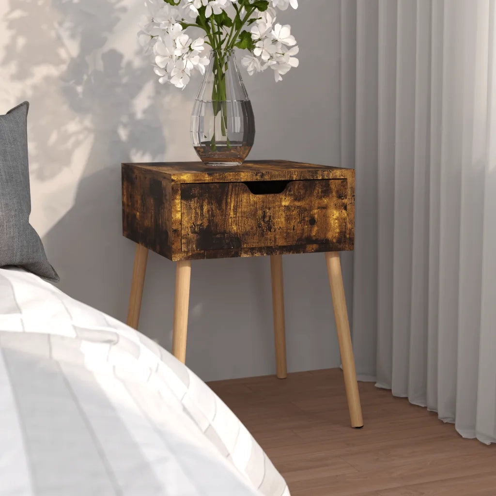 Comodino | Armadio da Notte | Mobiletto da notte Rovere Fumo 40x40x56 cm in Legno Multistrato