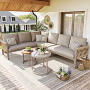 Set giardino modulare - Zephmum- per 5-6 persone, cuscini removibili, impermeabile, gambe regolabili