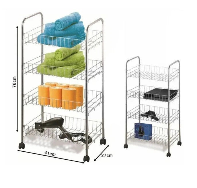 Carrello Portaverdure da Cucina Chrome 4 Piani con Ruote Artex