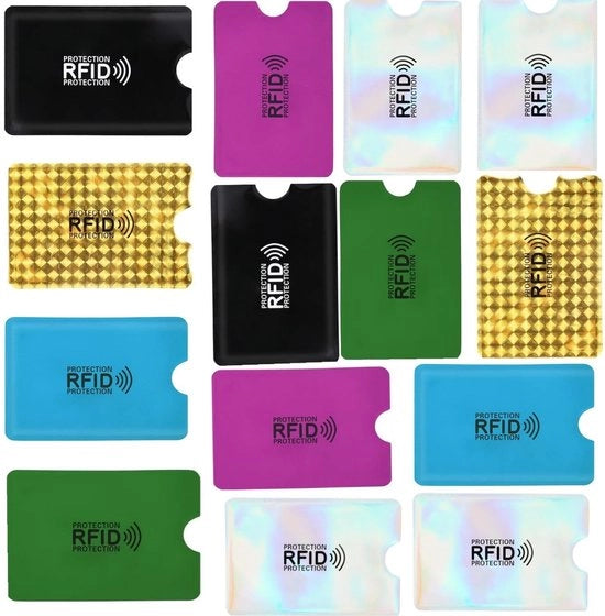 Set di protezione per cartelle RFID - 14 pezzi - Blocca cartelle con antimagnetico - Tasche per cartelle - Blocca cartelle RFID - 9,1 x 6,3 cm - Tasca per carta di credito