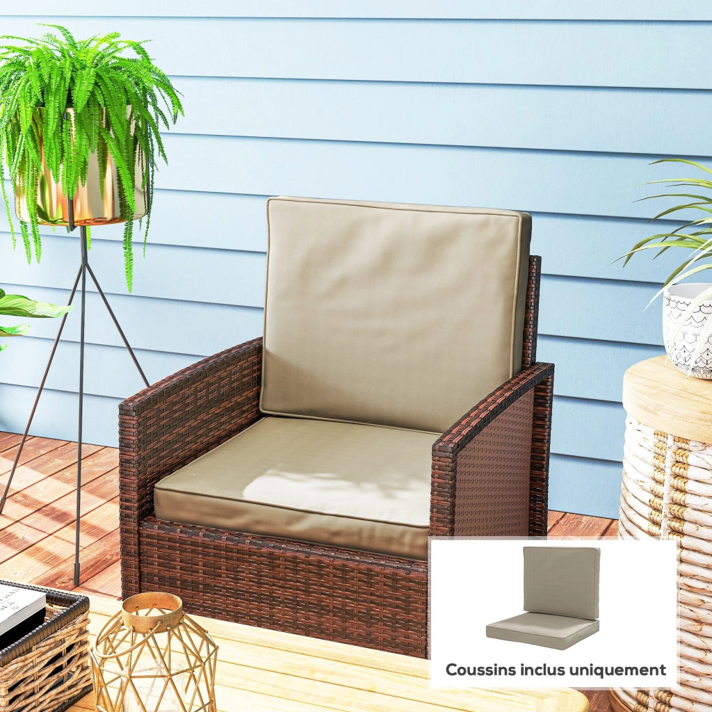Cuscini per Poltrona da Giardino ¨C zephmum ¨C 56x52/56x46 cm, Kaki, Poliestere, Detersibili
