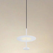 Trade Shop - Lampadario A Sospensione Luce 4000k Led 12w Disco Paralume Piatto Bianco Rotondo 33092 -