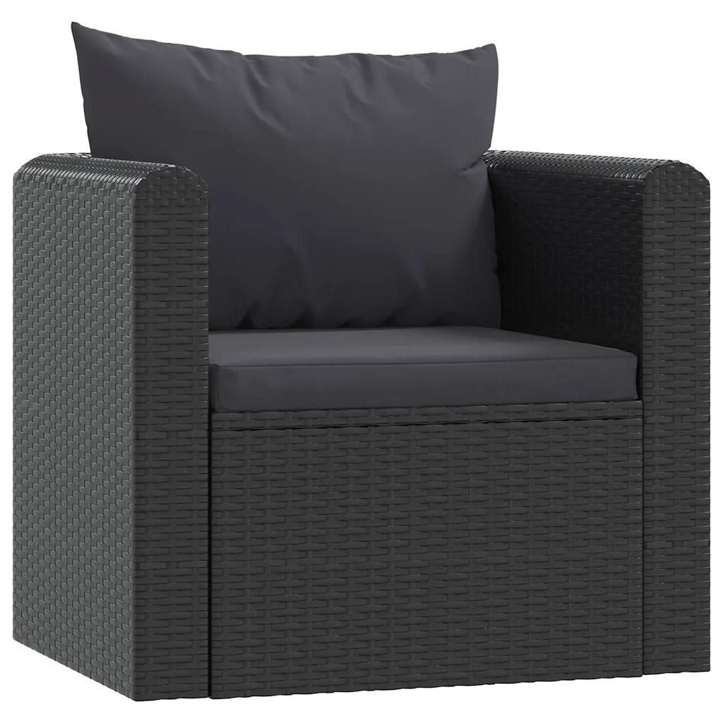 Sedia da giardino-Poltrona con Cuscini in Polyrattan Nero