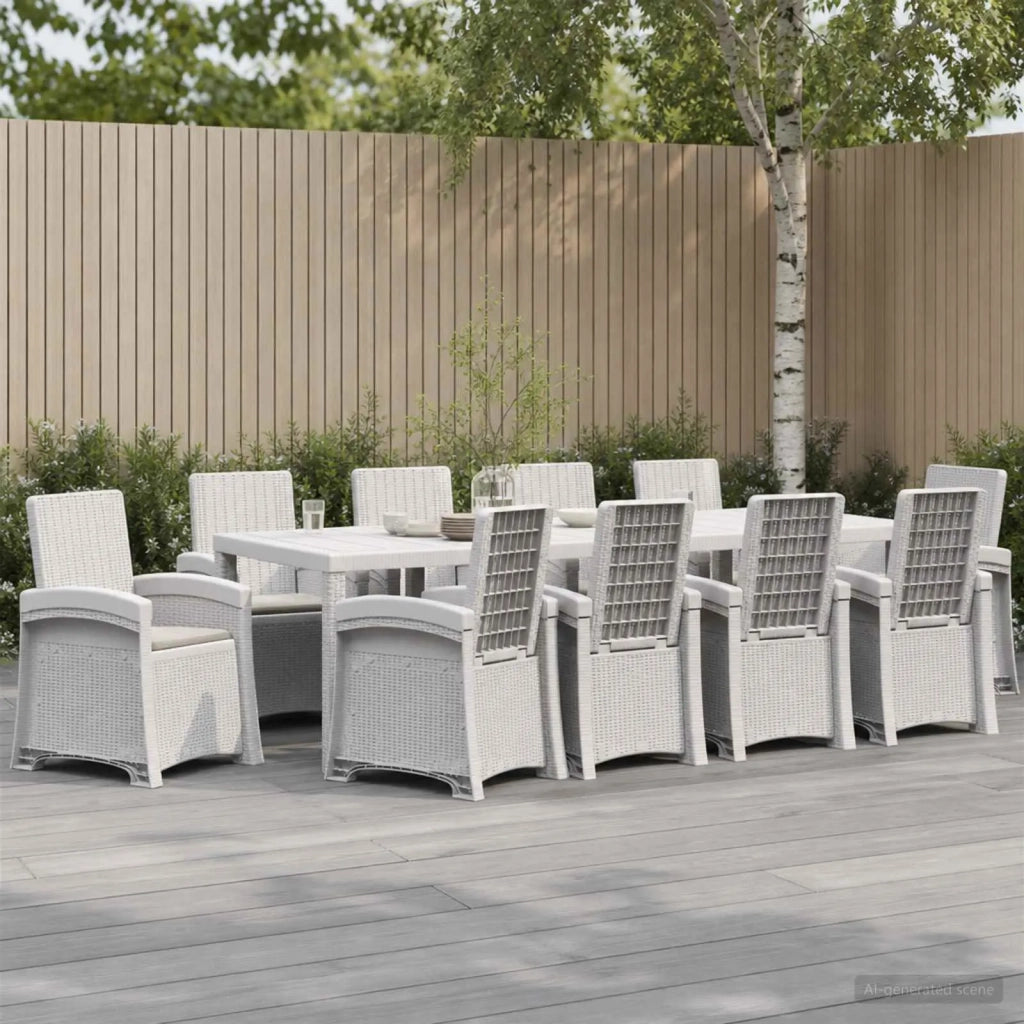 Set da Pranzo per Giardino 11 pz Bianco e Grigio Chiaro PP 3430178