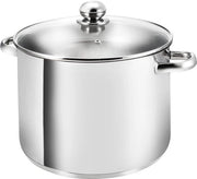 Pentola Induttiva Grande Ø 30 cm - Pentola in Acciaio Inossidabile con Coperchio in Vetro - 15 Litri