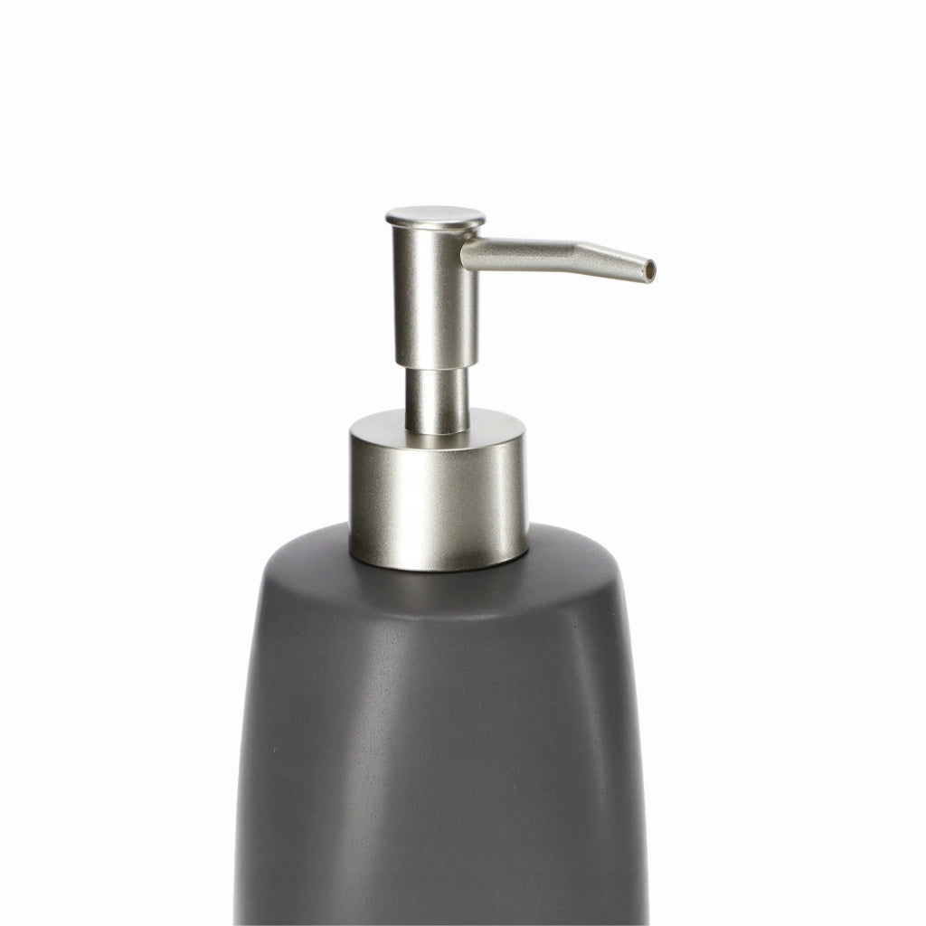 Dispenser di sapone liquido KADAX, contenitore da 400 ml, in ceramica grigia.
