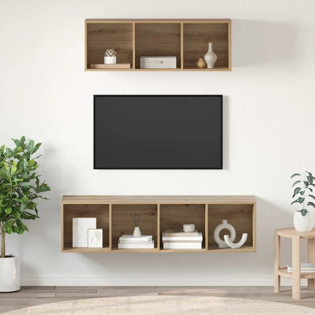 Set mobile TV 2 pz Rovere artigianale Legno ingegnerizzato 3393356