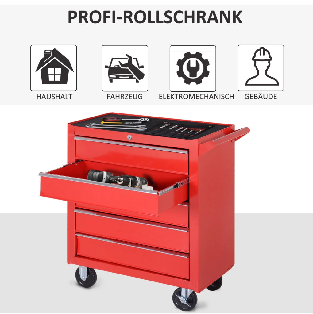 Carrello portautensili in acciaio rosso con 7 cassetti