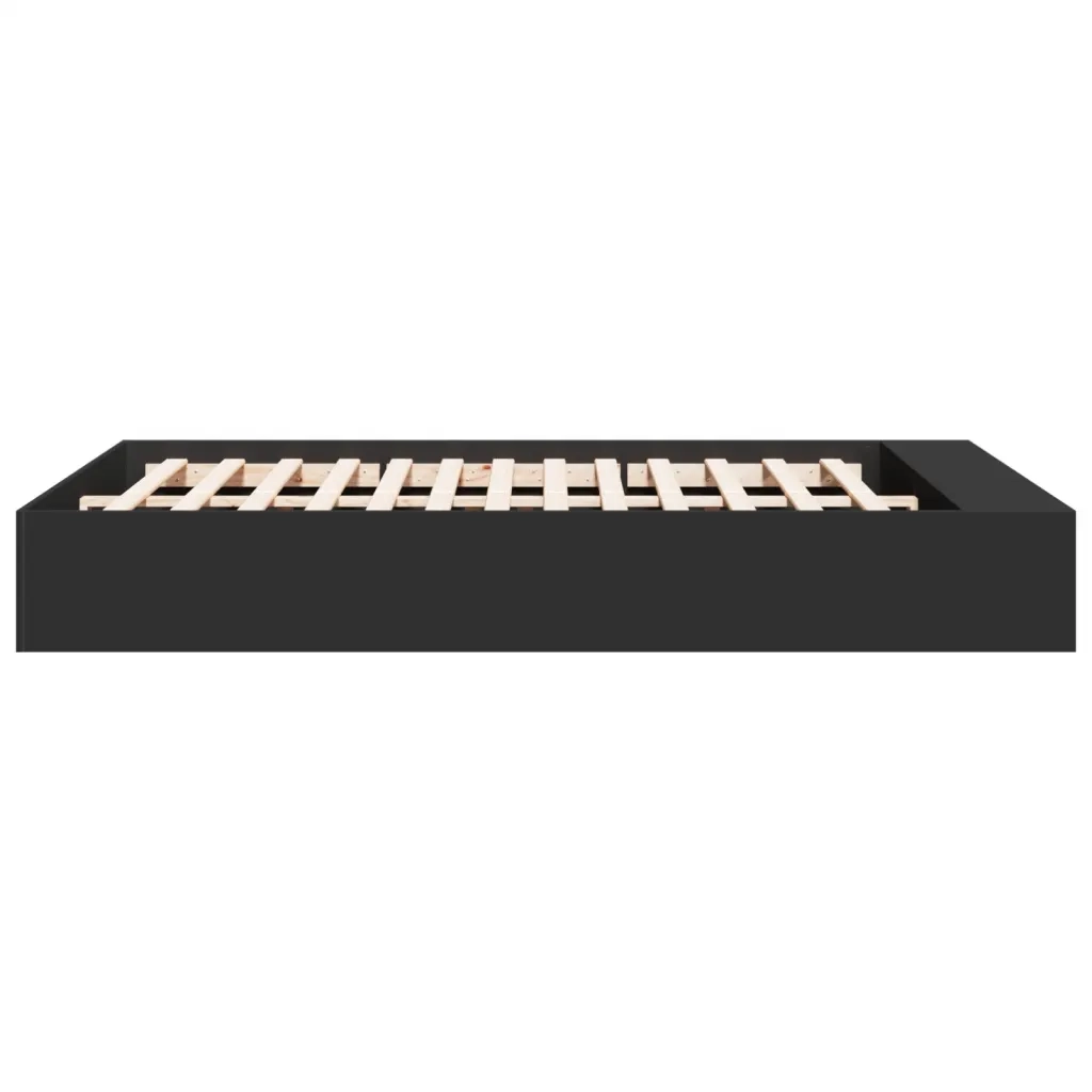 Letto matrimoniale | Letto per adulti | Giroletto Nero 150x200 cm in Legno Multistrato