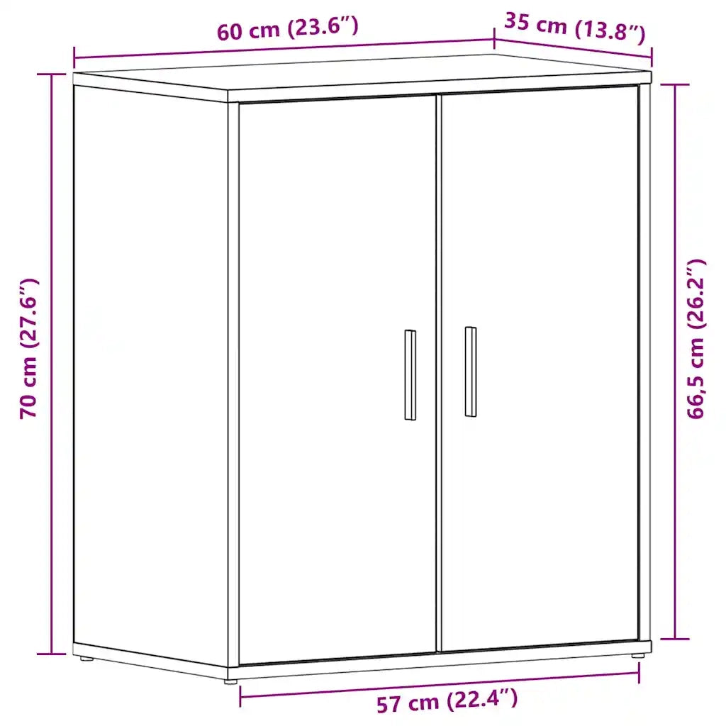 Mobile per scarpe Rovere Nero 60 x 35 x 70 cm Legno multistrato 862682