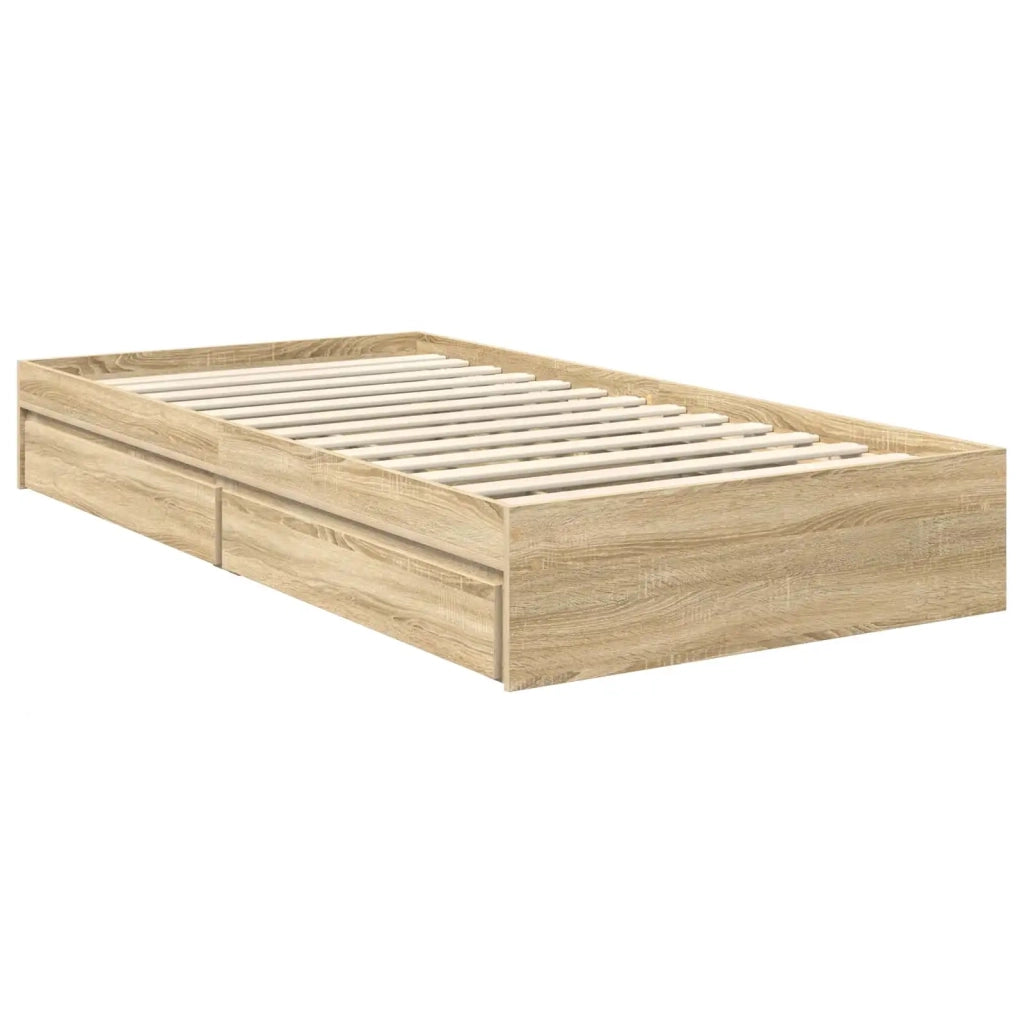 Letto con Contenitore con testiera Rovere Sonoma 100 x 200 cm