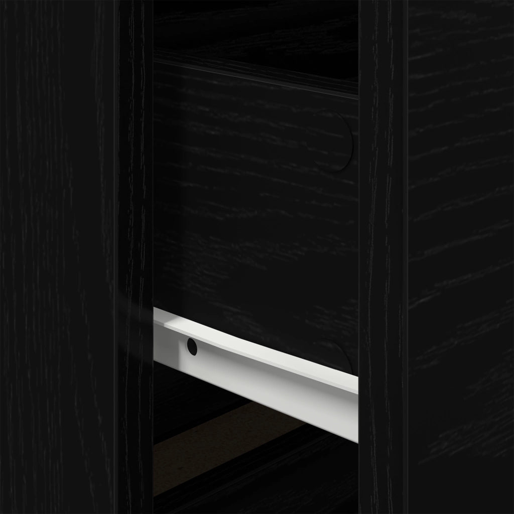 Comodino con LED Montato a Muro Rovere Nero 50x39x41 cm