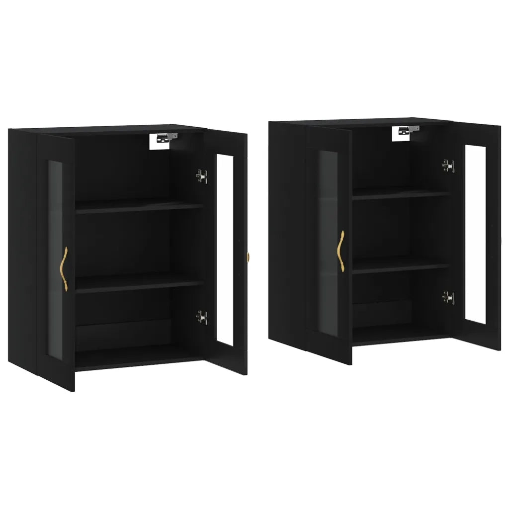 Armadietti a Parete 2 pz Neri in Legno Multistrato 3197922