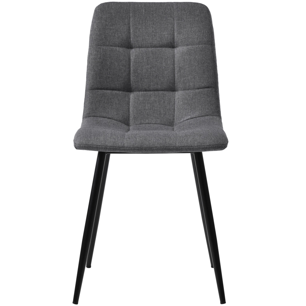 Sedia da pranzo set di 4 con seduta imbottita e schienale ergonomico per cucina in lino grigio