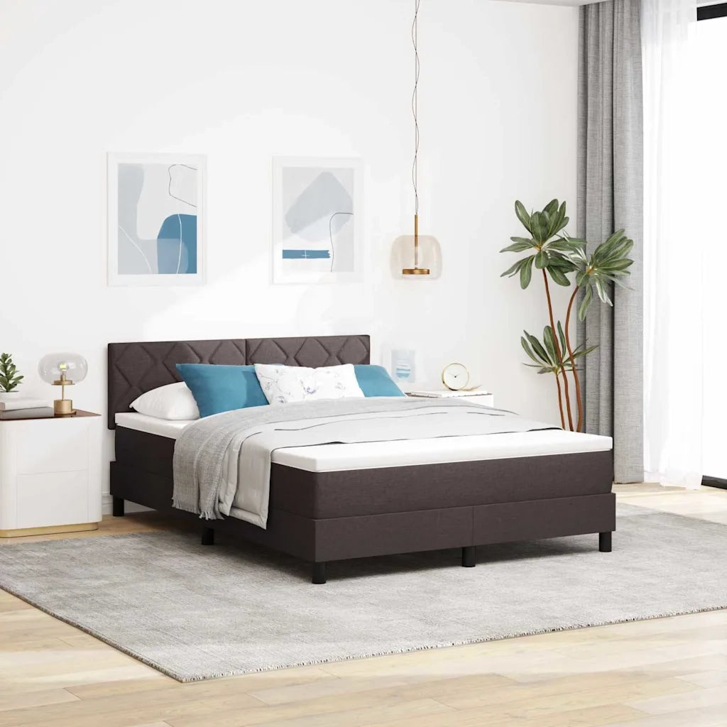 Letto a molle con materasso Marrone Scuro 140 x 190 cm Tessuto 3342285
