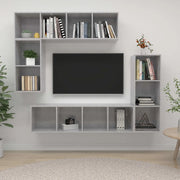 Set di Mobili Porta TV 4 pz Grigio Cemento in Legno Multistrato cod mxl 20806