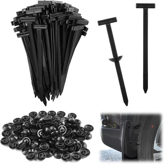 Cable tie nylon multifunzionale con chiusura automatica - 100 pezzi, Heavy Duty, Auto riparazione, uso domestico.
