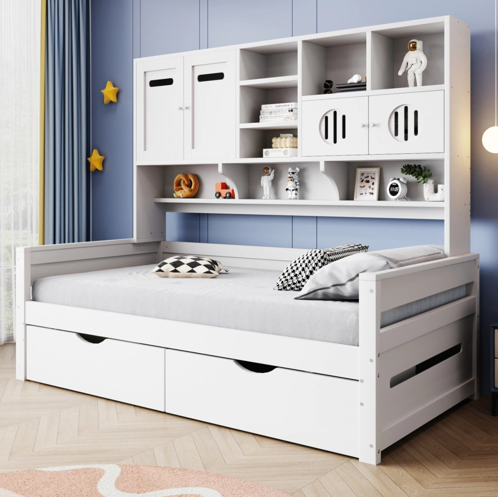 Letto multifunzione 90x200 cm con contenitore e cassetti