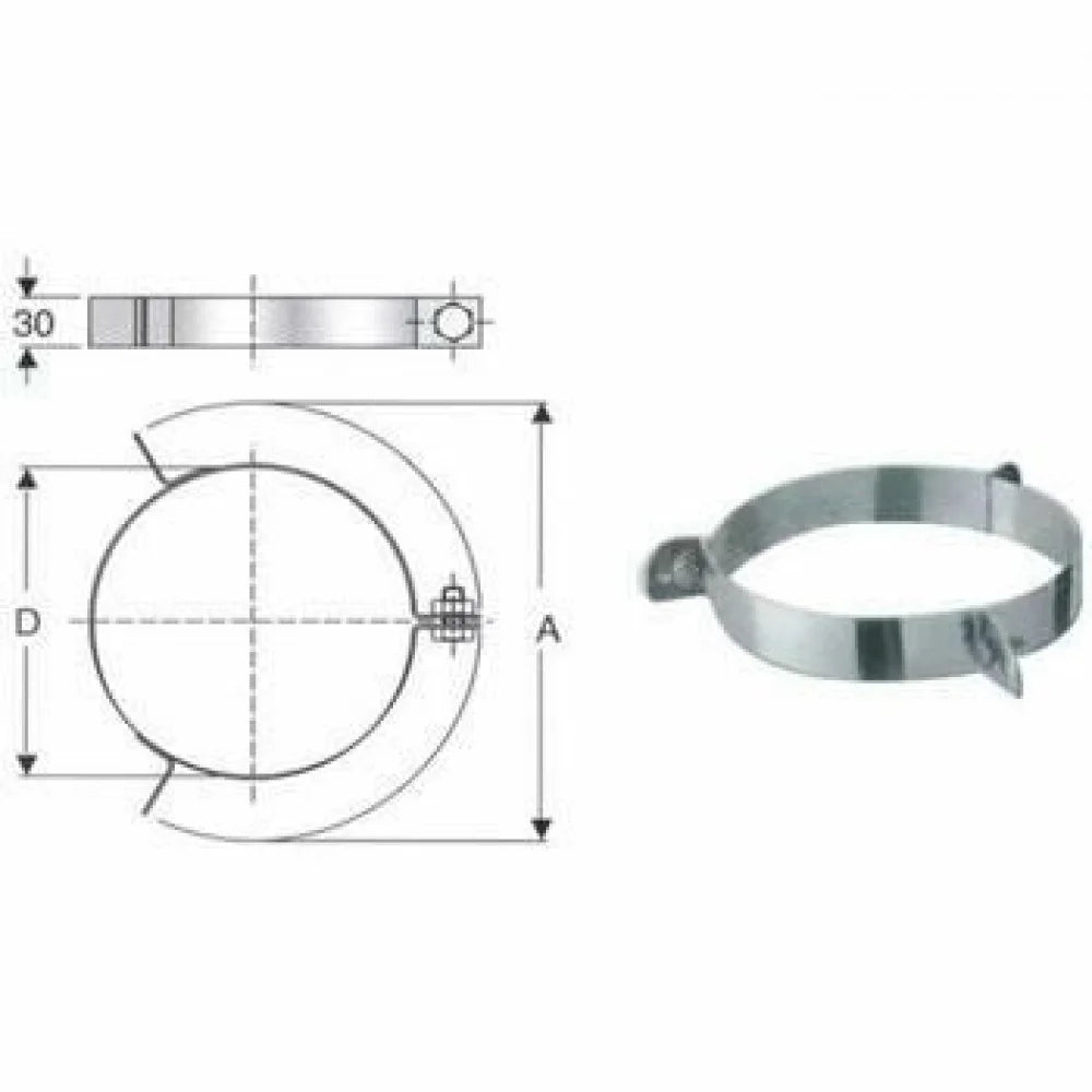 Inox mono parete aisi 316 fascet ta per cavi tiranti d.120