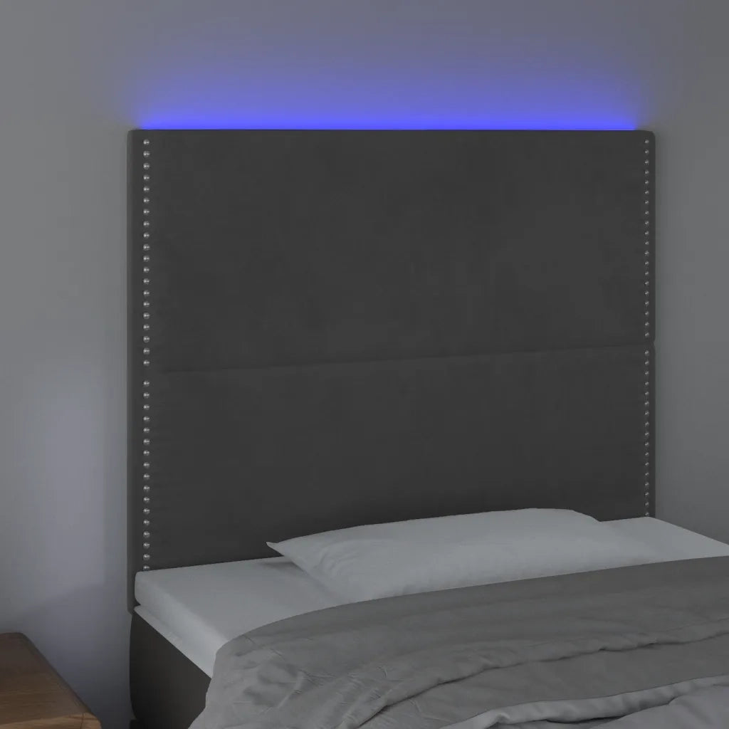 Testiera | Testata a LED Grigio Scuro 80x5x118/128 cm in Velluto