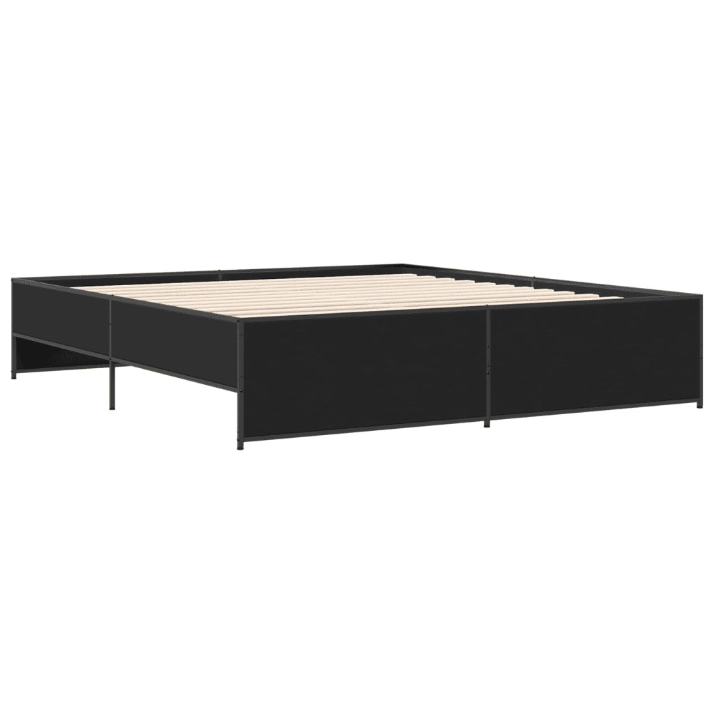 Giroletto Nero 180x200 cm in Legno Multistrato e Metallo 3279872