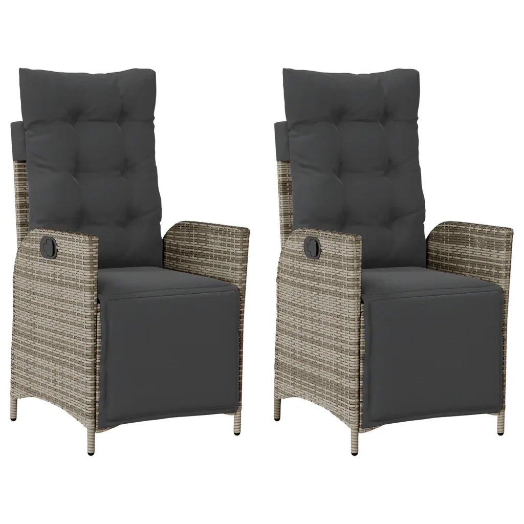 Sedie da Giardino Reclinabili 2 pz con Poggiapiedi Polyrattan 365291