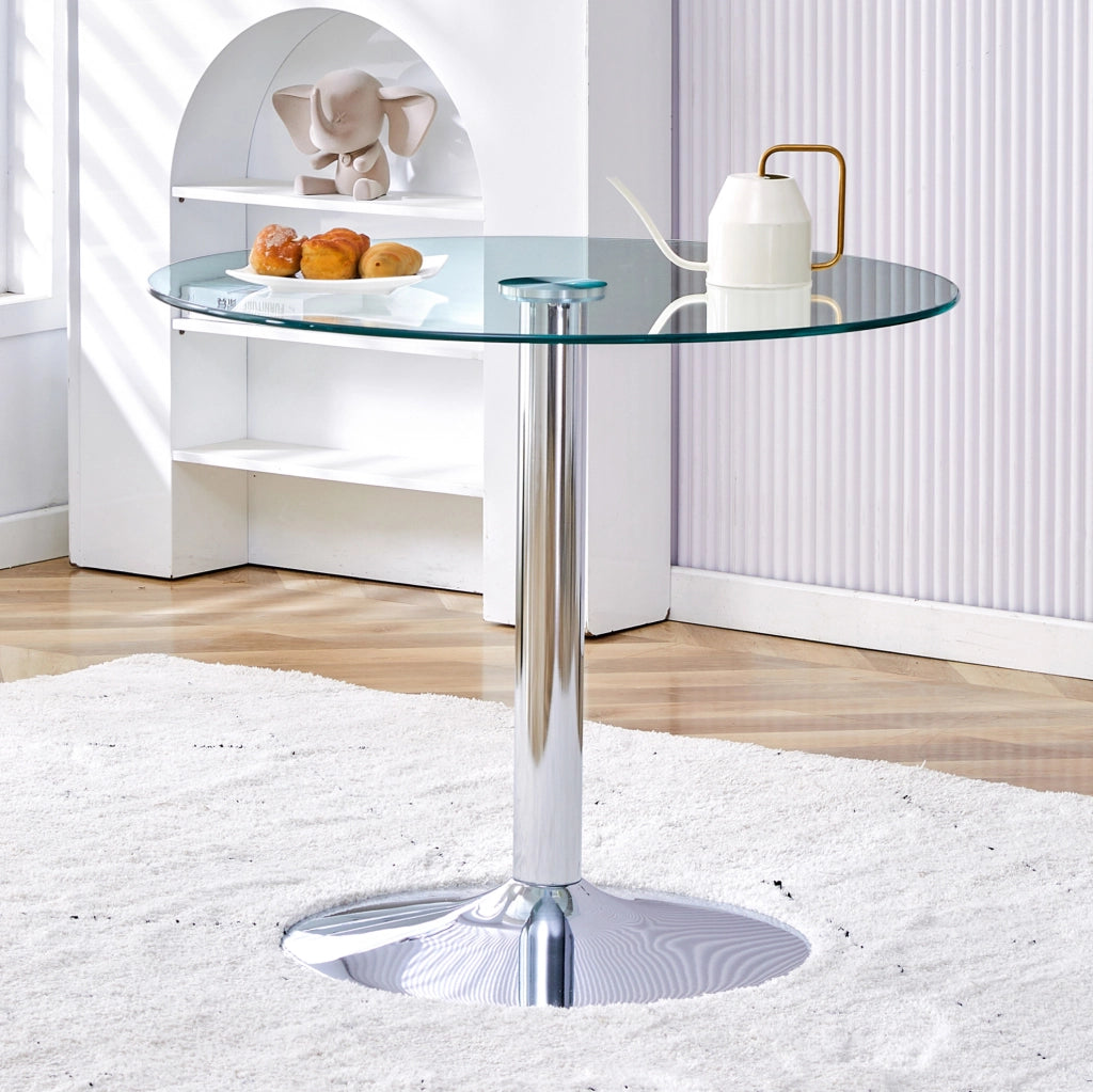 Tavolo bar rotondo in vetro trasparente Ø85 cm